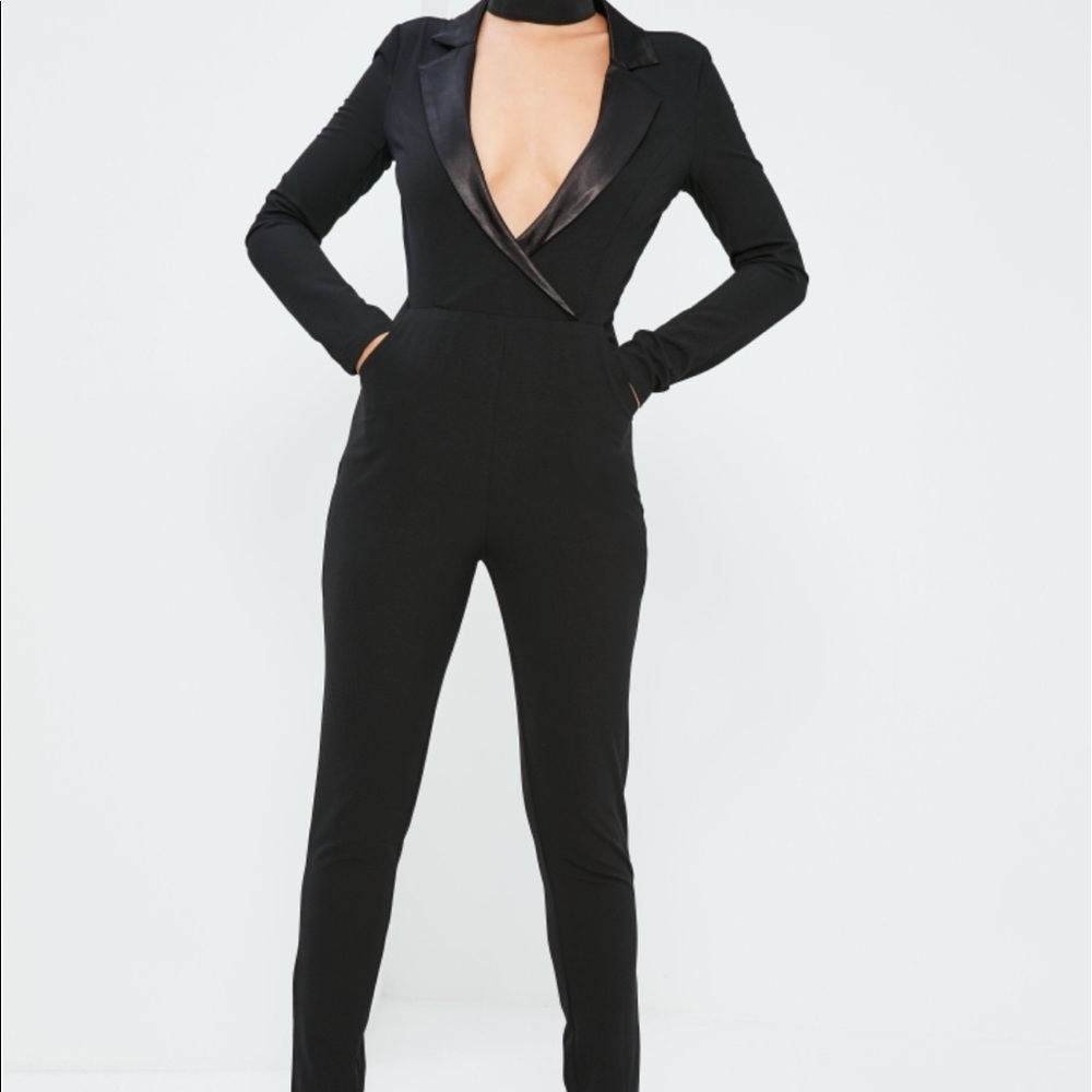 Missguided - Satin Lapel Tux Jumpsuit